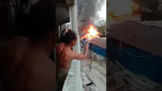 construction site in fire in Malaysia