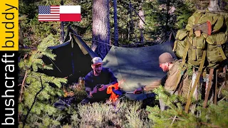 US-Polish Hybrid WW2 Canvas Shelter | -6⁰C Bushcraft Overnighter | Pencil Sharpener Fire | ALICE
