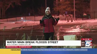 Water main break floods Kansas City streets