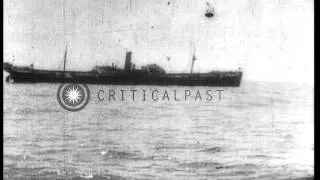 British ship Patagonia is sunk by the German U-Boat, UB-7, during World War I HD Stock Footage