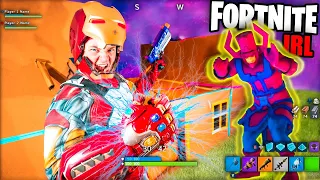 FORTNITE IRL Avengers Vs GALACTUS Box Fort! Iron Man INFINITY GAUNTLET