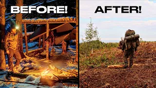 MY BUSHCRAFT SHELTER IS DESTROYED! | Solo Hammock Camping & Cooking Burgers In The Woods!