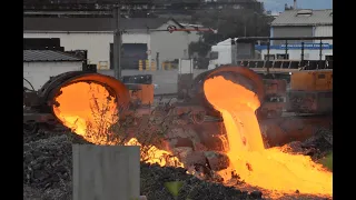 AMAZING LAVA FLOW! An unique slag dumping in France!