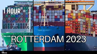 1 hour Shipspotting Rotterdam 2023 - 2024 - The biggest container ships in the world!