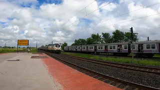 4 in 1 : Trains Overtake Train : Rajdhani Express Dangerous Aggressive Overtake Emu Local At MDSE