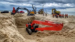 Story Line : RC Excavator Volvo, Hitachi Long Arm, Bulldozer Find Treasure In Beach