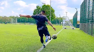 INSANE FOOTBALL TRICKSHOT FROM OFF THE PITCH #Shorts