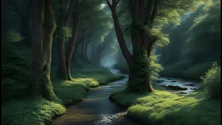 Mystic Murmurs: Creek Through Trees #asmrvideo #moodlighting #relaxation #soothing #tranquility