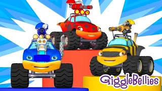 🔴LIVE - Monster Trucks For Kids | Primary & Secondary Colors Paintball Competition | GiggleBellies