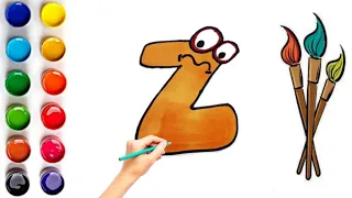 How to draw a cute letter Z cartoon for kids #drawing #funny