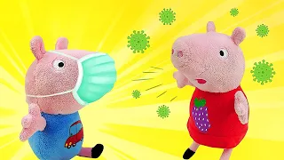 Pig George quer ser médico! Histórias para crianças com brinquedos de pelúcia da Peppa Pig em PT