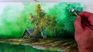 Paint a Serene Summer Cabin on the Lake: Easy Acrylic Tutorial for Relaxation