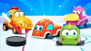 MONSTER CARS PLAY ICE HOCKEY! Mocas cars cartoons for kids. Funny cartoon & learning videos.