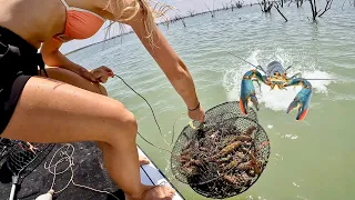 Giant Red Claw Crayfish (Langostinos) Catch Clean & Cook