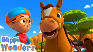 Cowboy Blippi Rides a Horse! | Blippi Wonders | Children's Song | Earth Stories for Kids