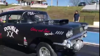 58 Chevy Delray C/G Team Double XX Southeast Gassers 4 speed high RPM small block Chevy  Testing