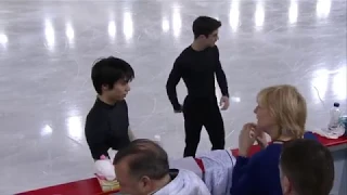 180215 OG FS Practice - Yuzuru Hanyu & Javier Fernandez