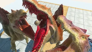 3 Friend Giant Spinosaurus Eats Feeds Slow Motion - Animal Revolt Battle Simulator