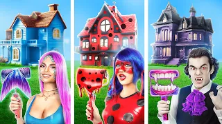 Tantangan Rumah Satu Warna! Vampir vs LAdybug vs Putri Duyung!