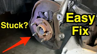 How to remove stuck rusty wheel bearing & hub - easy trick.