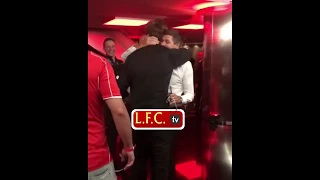 Steven Gerrard and Jurgen Klopp embracing after Champions League Final