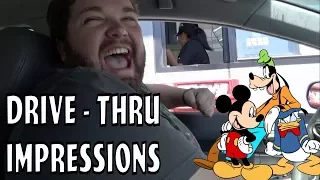 Mickey, Donald, and Goofy at the Drive Thru