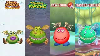 ALL Dawn of Fire Vs My Singing Monsters Vs Raw Zebra Vs Flasque Version Redesign Comparisons