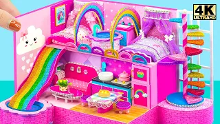 Make Miniature Rainbow House with 2 Cute Princess Bedroom from Cardboard ❤️ DIY Miniature House