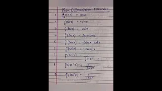 Basic Differentiation formulas. #pw #jee #class11 #class12 #neet