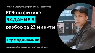 Задание 9. ЕГЭ Физика 2024. Термодинамика. Работа идеального газа. КПД. Первое начало термодинамики