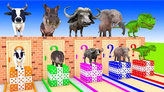 Max Level Big Head Cow Elephant Buffalo T-Rex Hippo Choose the Right Mystery Door Longest Staircase