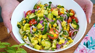 I can't stop eating this avocado salad! Very healthy and tasty salad!