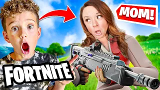 8 YEAR OLD PLAYS FORTNITE WITH HIS MOM (BAD IDEA)🤣