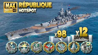 Battleship République: Excellent move to take out the island sniper - World of Warships