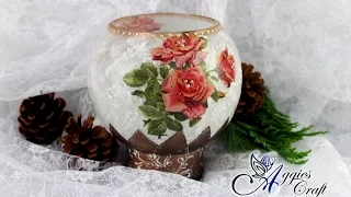 Decoupage Tutorial - Glass Candle Holder with Rice Paper - DIY Tutorial