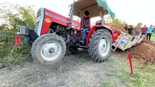 Massey 1035 Di Tractor Full Loaded Trolley Stuck in Mud Pulled By John Deere Tractor