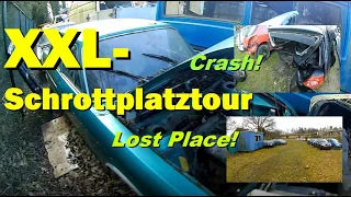 XXL-Schrottplatztour OLDTIMER AUDI + KRASSER Unfall-VW & noch ein LOST PLACE Autohändler!!