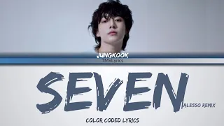 JUNGKOOK OF BTS (Feat, Latto) 'SEVEN' ALESSO REMIX Color Coded Lyrics #jungkook #bts #seven