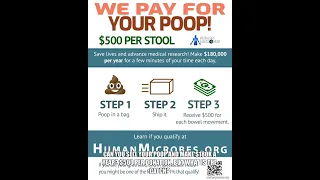 Can you sell your poop and make $180K a year? $500 per donation, but what is the catch?