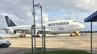 Ed Force One (Iron Maiden's 747) landing at Fort Lauderdale Feb. 19, 2016