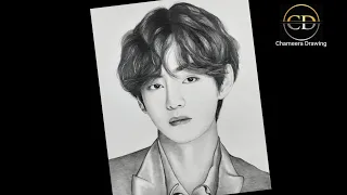 How to  draw BTS V Kim Taehyung || step by step Pencil Drawing || Easy Drawing Tutorial //
