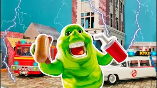 Fireman Sam Toy Story with Playmobil Ghostbusters | Ecto 1 Slimer Firefighter Movie for Kids