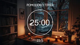 25 minute timer - Pomodoro Technique with Lofi Rain Sound - 4 x 25 min - Study Timer | FOCUS STATION