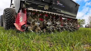 Fix Our UGLY Yard!  Overseeding Lawn with Compact Tractor!