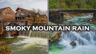 SMOKY MOUNTAIN RAIN! BEAUTIFUL DRIVE FLOWING WATERFALLS & LANDMARKS! GREAT SMOKY MOUNTAINS TENNESSEE