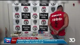 Homem é preso com mais de mil comprimidos de ecstasy, além de cocaína e LSD- O Povo na TV