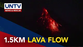 Lava flow sa crater ng Bulkang Mayon, umabot na ng 1.5km