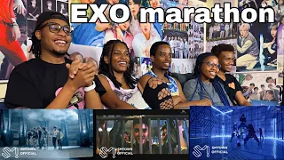 EXO MARATHON - MAMA + Overdose + LOVE ME RIGHT + Lotto + Universe MV (REACTION)