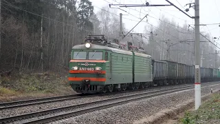 Trains on the Moscow - Yaroslavl railway. Sergiev Posad - post 81 km stretch. November 2020.