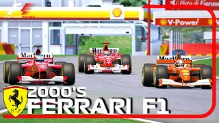 Ferrari F1 2000 vs Ferrari F1 2001 vs Ferrari F1 2002 (All With Slick Tires) - Fiorano Circuit